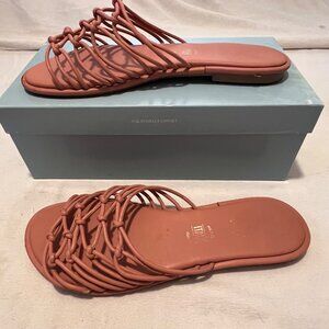 Seychelles-Lulus Size 9 Coral Leather Knotted Strap Slip-On Sandals Comfort